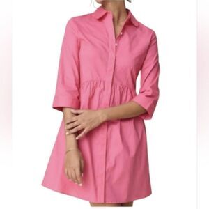 UNTUCKIT FOR HER BUTTON FRONT PINK HALF SLEEVE DRESS L LARGE